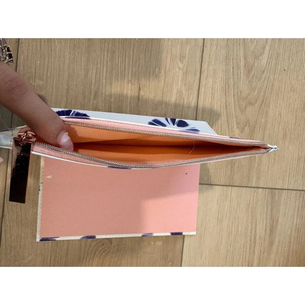 Make Moments Into Memories Blue Floral Notebook with Attached Rose Gold Zipper P